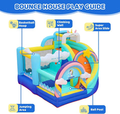 FLOBO UNICORN BOUNCY CASTLE FOR KIDS 320X290X235CM WITH AIR