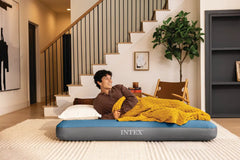 INTEX QUEEN DURA-BEAM PRESTIGE DOWNY AIRBED WITH PUMP 152x203x25cm.